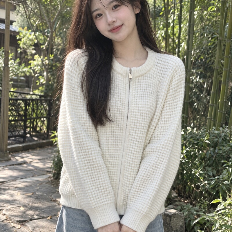 Women's 2026 Autumn Sweater Cardigan Zipper Round Neck Long Sleeve Loose Soft Casual Knitted Jacket Women's 2026 Autumn Sweater Cardigan Zipper Round Neck Long Sleeve Loose Soft Casual Knitted Jacket