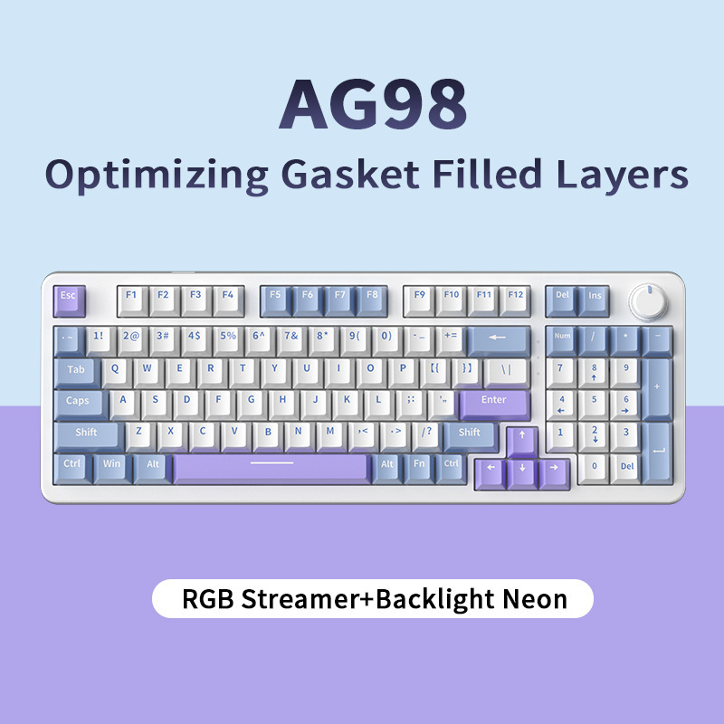 Ag98 Mechanical Keyboard Gasket Structure Mixed Light Full-Key Hot-Swappable Gaming Computer Peripheral E-Sports Wired Keyboard