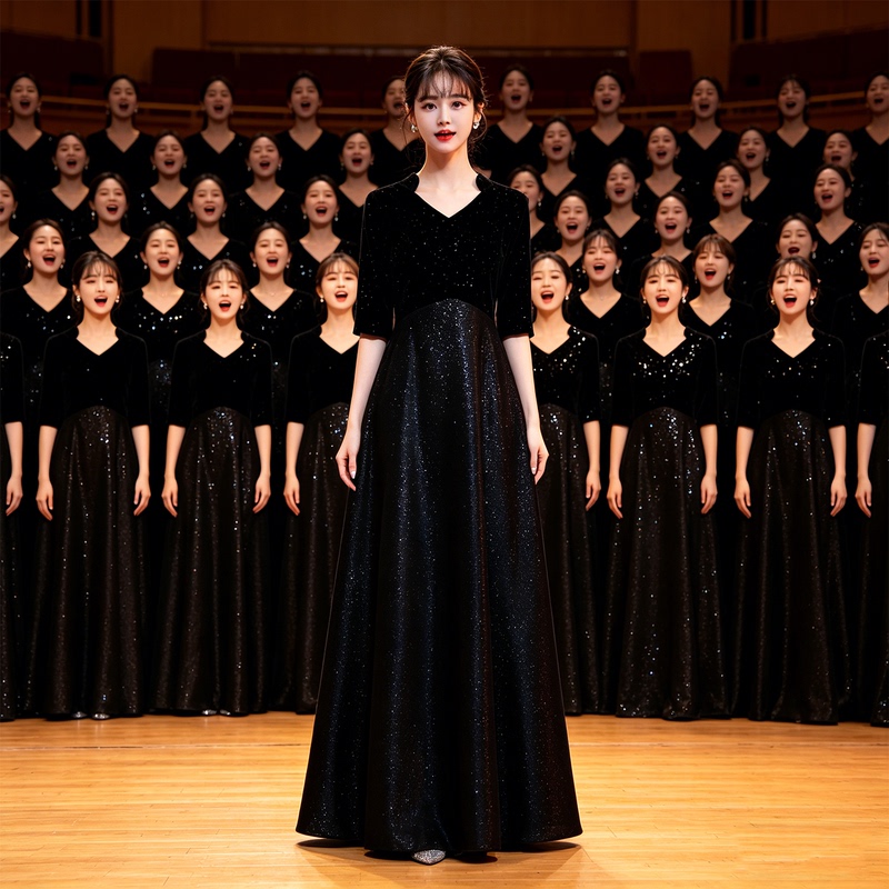 Black Dress Choir Performance Costume Women's Long Dress New Adult Choir Performance Costume Art Exam Stage Costume Black Dress Choir Performance Costume Women's Long Dress New Adult Choir Performance Costume Art Exam Stage Costume