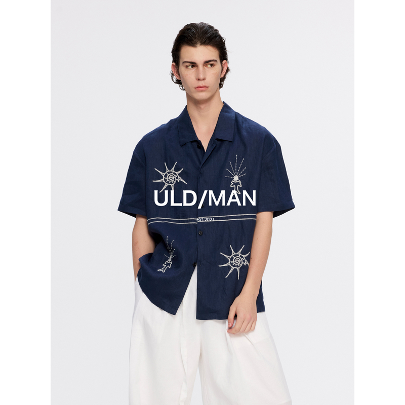 Uld/26 Spring/Summer Island Vacation Embroidered Linen Cuban Collar Shirt Uld/26 Spring/Summer Island Vacation Embroidered Linen Cuban Collar Shirt