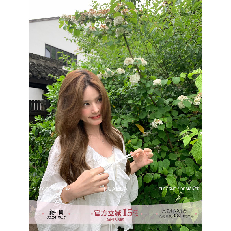 【Flower Blossom】Little Lotus Rain~ Design-Conscious, Elegant Lapel Ruffle Tie-Up Sun-Protective Tencel Blouse, Versatile Top 【Flower Blossom】Little Lotus Rain~ Design-Conscious, Elegant Lapel Ruffle Tie-Up Sun-Protective Tencel Blouse, Versatile Top