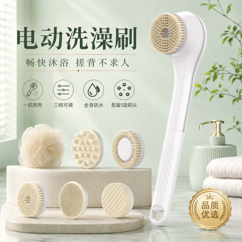 Electric Bath Brush, Massage-Type Electric Bath Brush, Full Body Cleansing, Exfoliation, Moisturizing, Shoulder and Neck Massage