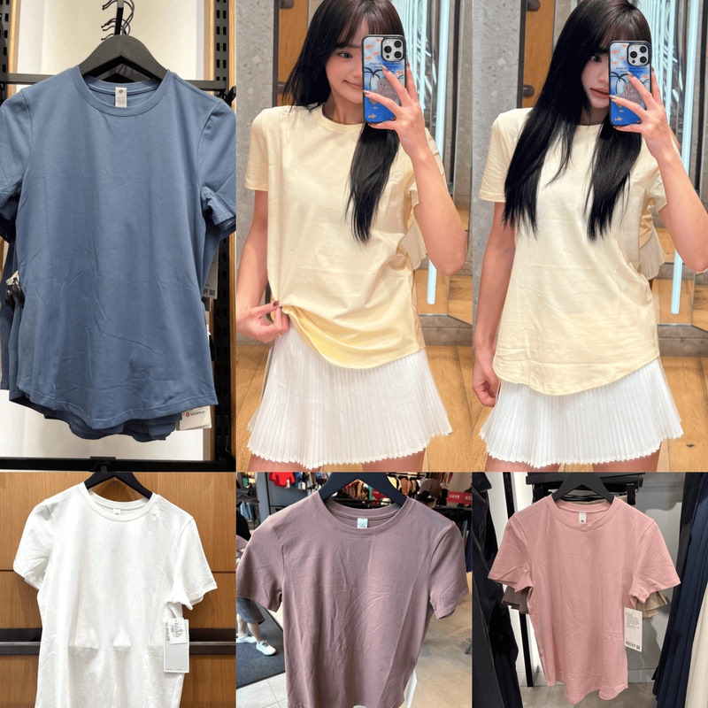 Direct Shipping Lululemon Love Classic Women's Solid Color Round Neck Slim Fit Sports Yoga Short-Sleeved T-Shirt Cotton Direct Shipping Lululemon Love Classic Women's Solid Color Round Neck Slim Fit Sports Yoga Short-Sleeved T-Shirt Cotton