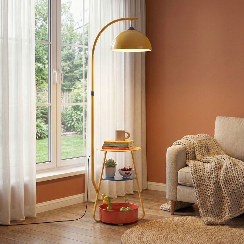 Memphis Floor Lamp, Colorful Ambient Light Next to the Sofa in the Living Room, Children's Room Decoration, Integrated Shelf, Vertical Table Lamp Memphis Floor Lamp, Colorful Ambient Light Next to the Sofa in the Living Room, Children's Room Decoration, Integrated Shelf, Vertical Table Lamp