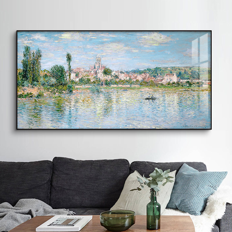 Monet Oil Painting Living Room Decorative Painting Horizontal Banner Sofa Background Wall Hanging Painting Bedroom Landscape Mural Simple Modern Abstract Monet Oil Painting Living Room Decorative Painting Horizontal Banner Sofa Background Wall Hanging Painting Bedroom Landscape Mural Simple Modern Abstract