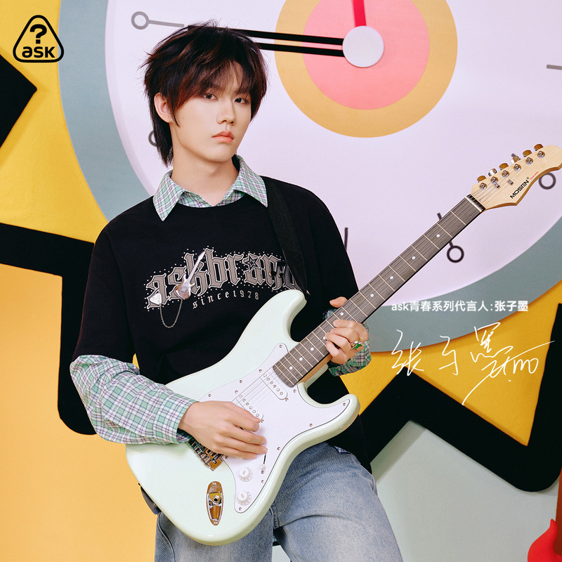 【Zhang Zimo's Style】Ask Rock Prelude Trendy T-Shirt Embroidery 2026 Summer Unisex Campus Short-Sleeve Clothing 【Zhang Zimo's Style】Ask Rock Prelude Trendy T-Shirt Embroidery 2026 Summer Unisex Campus Short-Sleeve Clothing