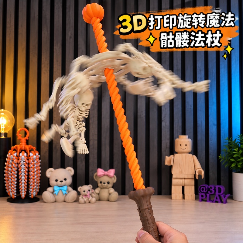 【Skull Staff】Halloween Magic Carousel Stress Relief Toy Skull Prank Gadget Model 【Skull Staff】Halloween Magic Carousel Stress Relief Toy Skull Prank Gadget Model
