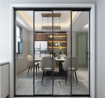 Tianjin titanium alloy thin frame kitchen bathroom living room balcony bedroom sliding door extremely narrow three connected sliding door