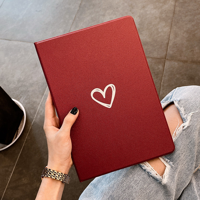 Wine Red Heart-Shaped Protective Case for Samsung S11 Tablet, New A11 Galaxy Tab S10+ Hard Case, 12.4inch S6 Lite Fresh and Simple Style, S7 Dirt-Resistant, S8 Silk Texture Matte Finish