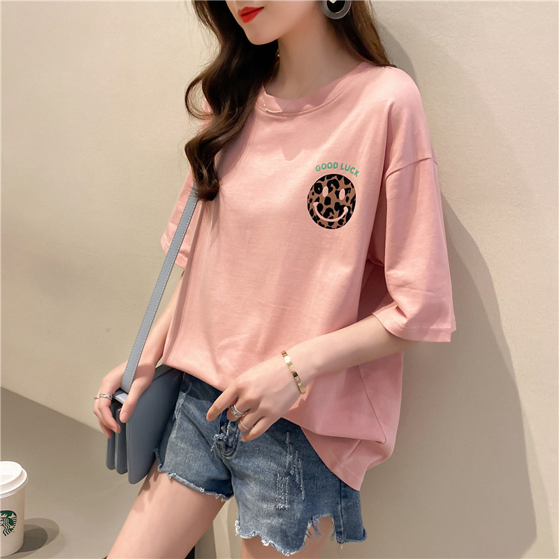 Boomer Net Red Loose short sleeve T-shirt Women's medium long version 2022 Summer new women's clothing Han version 100 hitch-skinny blouses