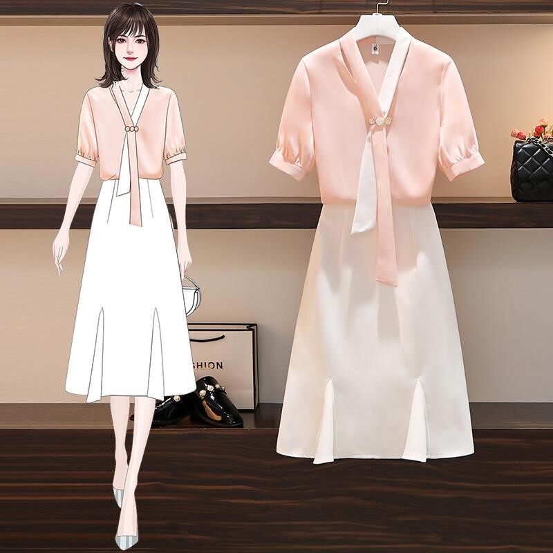 Europe station half-body tail dress suit 2022 Summer new ladies' light ripened to work goddess Van two sets