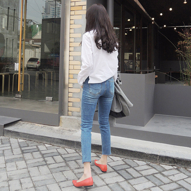 Tide card Korean version jeans women 2021 spring autumn new high waist straight drum grinding holes to be thin retro 100 lap 90% pants