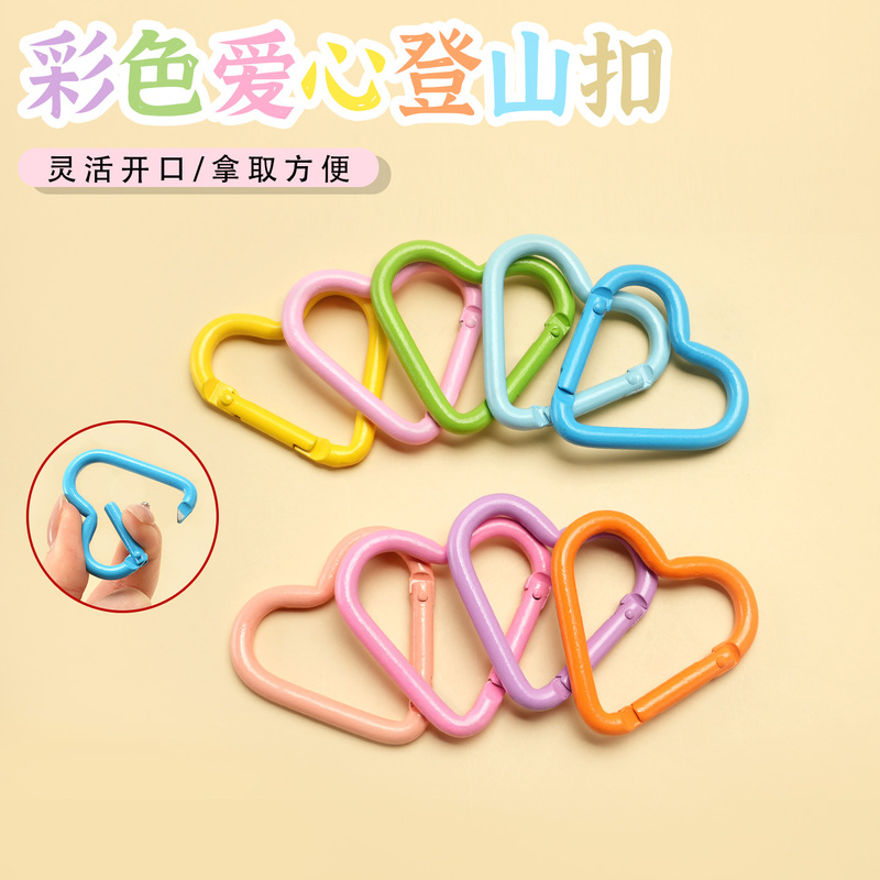 Macaron Heart-Shaped Aluminum Alloy Spring Buckle Carabiner DIY Keychain Painted Heart Peach Heart Spring Key Holder Macaron Heart-Shaped Aluminum Alloy Spring Buckle Carabiner DIY Keychain Painted Heart Peach Heart Spring Key Holder