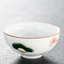 Tea Cup Single Cup Ceramic Master Cup Kung Fu Tea Cup Underglaze Color Hand-painted White Porcelain Blue and White Small Cup Personal Tea Cup