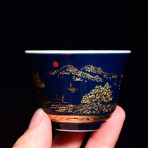 Blue and white porcelain tea cup blue ceramic kung fu tea set small tea cup single Cup Master Cup Tea Bowl Tea Cup Cup