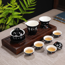 Zen tea blindly black glazed bowl small three talent bowl teacup ceramic hand grasping pot tea bowl tea kung fu tea set