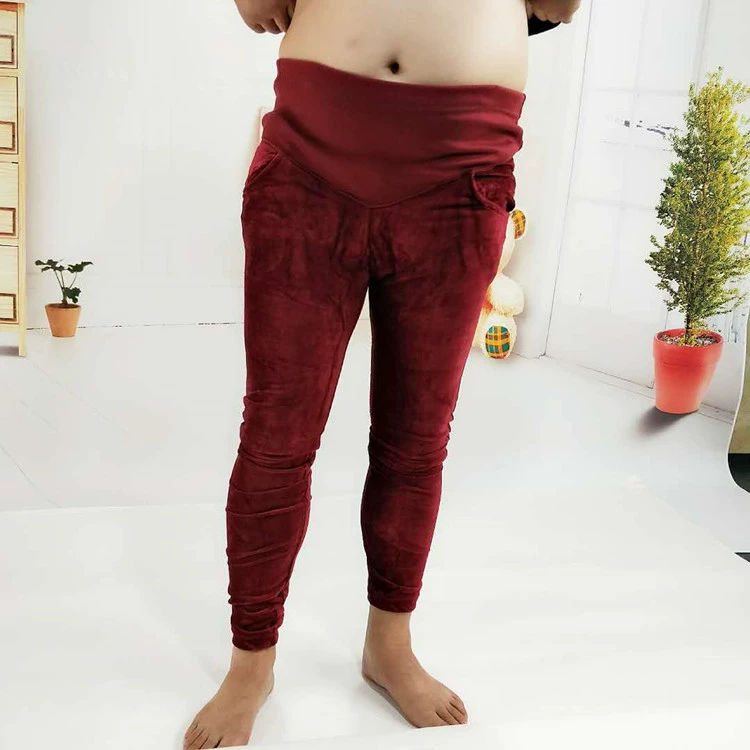 Quần nhung kẻ xuân cashmere và mùa thu bà bầu quần dạ dày quần nâng quần giản dị cỡ chân quần