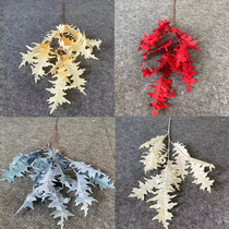 Wedding simulation flower sawtooth leaf coral leaf autumn color wedding hall decoration background flower art Road lead flower arrangement window landscape