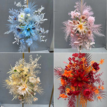 Wedding simulation road flower Begonia flower point background corner flower iron geometric floral silk flower arrangement decorative bouquet