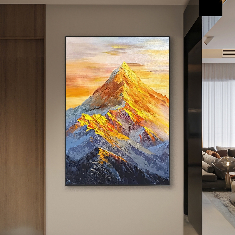 Hand-Painted Texture Decorative Painting of the Golden Mountain in the Sunshine, Suitable for Living Room Sofa Background Wall, Entryway Corridor, and Hallway Oil Painting Hand-Painted Texture Decorative Painting of the Golden Mountain in the Sunshine, Suitable for Living Room Sofa Background Wall, Entryway Corridor, and Hallway Oil Painting