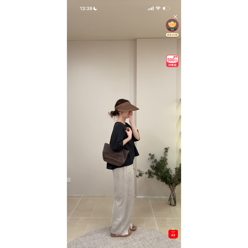 88788 | Casual and High-End~{100% Linen} Loose-Fitting Round-Neck Top 4.12