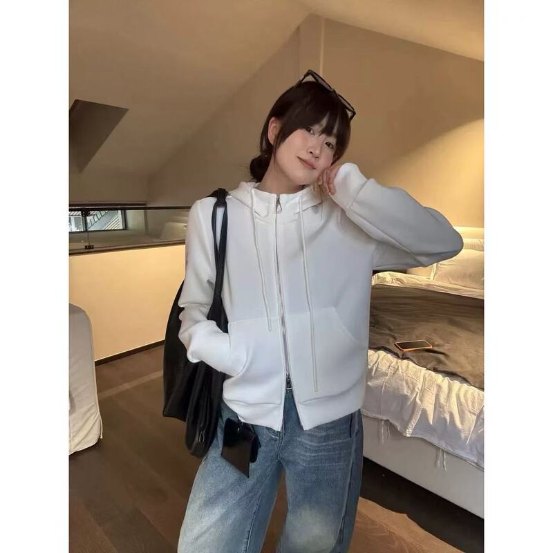 9361 Korean-Style High-End Hooded Double-Zip Sweatshirt Jacket 3.25