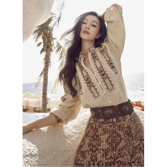 Bash2026 New Spring Bohemian Retro Style Vanilla Yellow French Embroidered Shirt Top 1E26Faus Bash2026 New Spring Bohemian Retro Style Vanilla Yellow French Embroidered Shirt Top 1E26Faus
