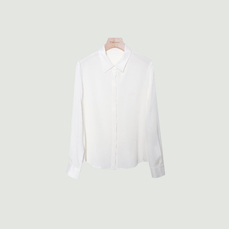 【7-25】26Mm Mulberry Silk Heavy Crepe Women's Commuting Classic Textured Shirt Top-Sg5078 【7-25】26Mm Mulberry Silk Heavy Crepe Women's Commuting Classic Textured Shirt Top-Sg5078