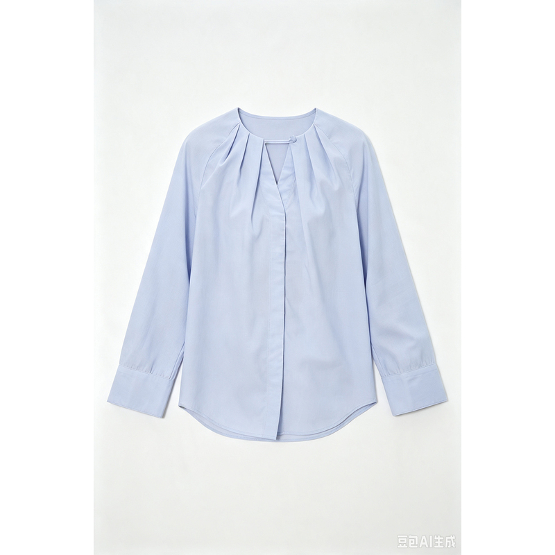 【8-22】Hemp Pleated V-Neck Women's Shirt Hs-251S096 【8-22】Hemp Pleated V-Neck Women's Shirt Hs-251S096