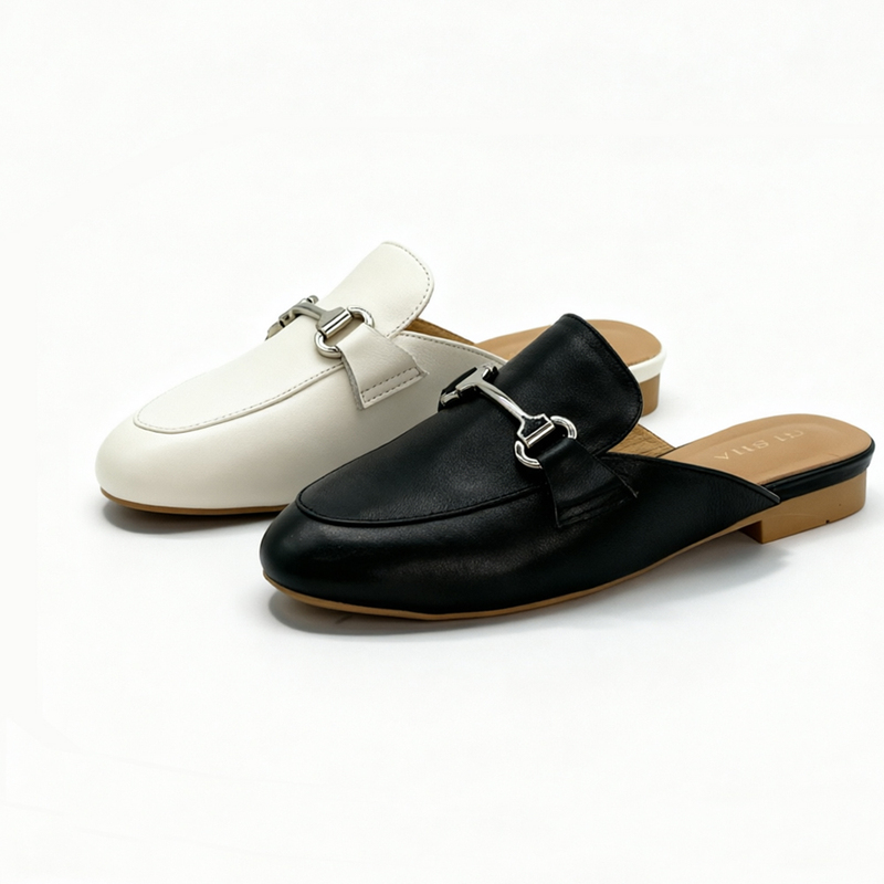 【4-25】Square-Toe Flat-Soled Business Slippers 64033