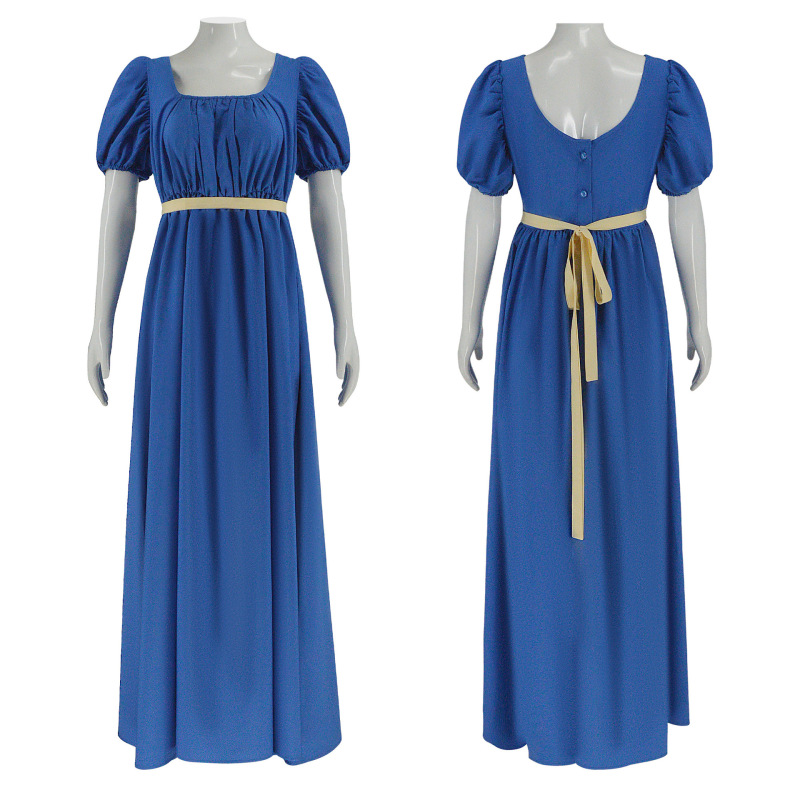 Bridgerton Cosplay Costume Vintage Regency Dress High-Waisted Ball Gown Victorian Era Empire Dress Tea Dress