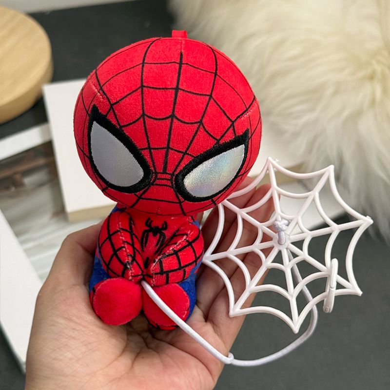 Spider-Man Plush Toy Pendant, Spider-Man Doll Keychain, Backpack Decoration, Fun Doll, Gift for Friends
