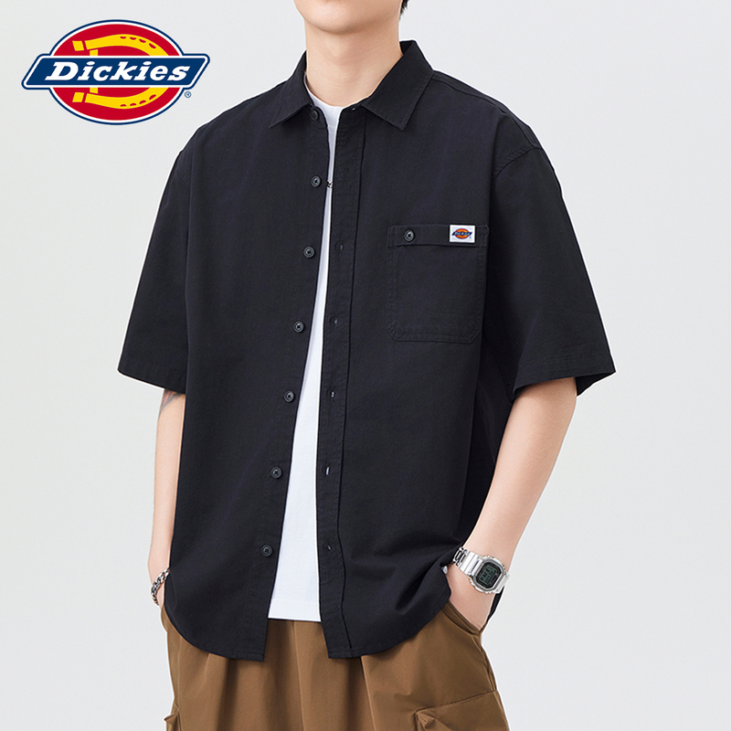 Dickies2026 American Trendy Brand New Cotton Short-Sleeved Shirt for Men, Summer Style, Daily Work Clothing, Casual Cardigan