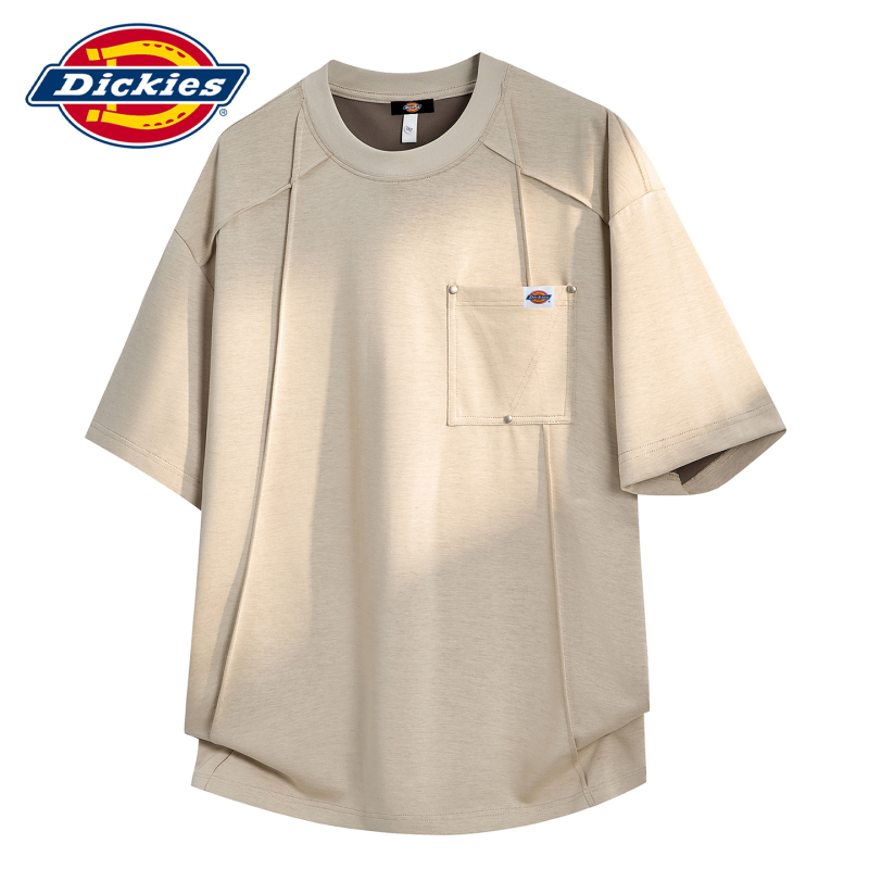 Dickies Modal Ice Silk Short Sleeve Men's Summer Thin American Style Deconstructed Color-Block Stitching Crew Neck Half-Sleeve T-Shirt