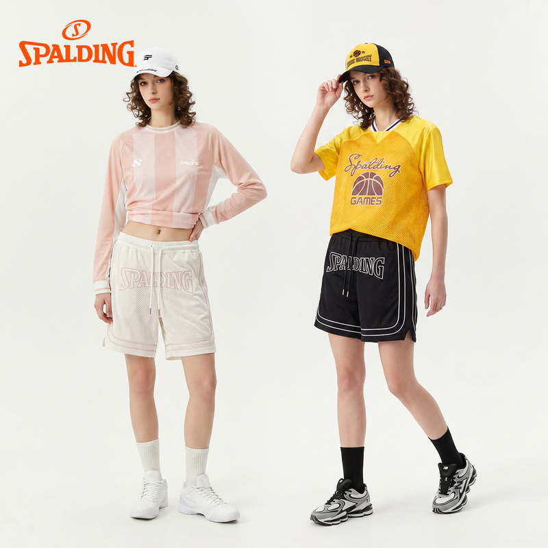 Spalding Mesh Basketball Shorts for Men and Women, Quick-Drying, Breathable, Loose-Fitting Sports Shorts