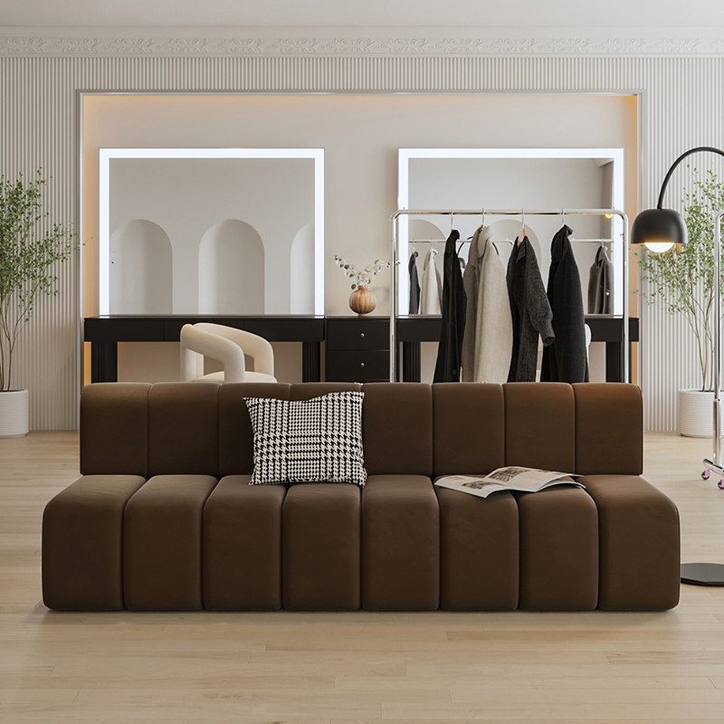 Double-Sided Back-To-Back Straight Row Sofa Booth for Clothing Stores, Beauty Salons, Hotel Lobbies, Reception Areas, and Waiting Areas Double-Sided Back-To-Back Straight Row Sofa Booth for Clothing Stores, Beauty Salons, Hotel Lobbies, Reception Areas, and Waiting Areas