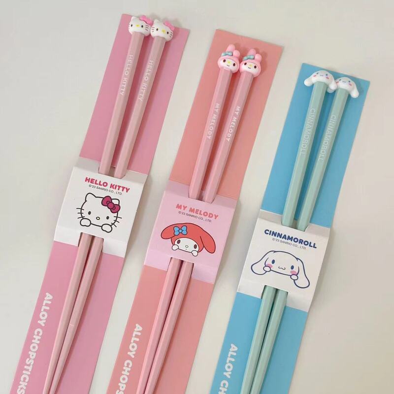 Hello Kt Chopsticks, Cute Household High-End Children's Personal Long Chopsticks, High-Temperature Resistant Food-Grade Alloy Chopsticks