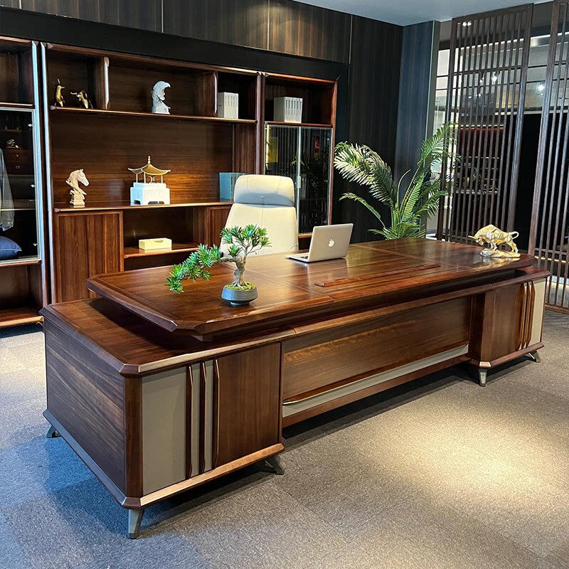 New Chinese-Style North American Black Walnut Office Desk, Solid Wood Executive Desk, Group President's Office Desk, Executive Desk, Supervisor's Desk New Chinese-Style North American Black Walnut Office Desk, Solid Wood Executive Desk, Group President's Office Desk, Executive Desk, Supervisor's Desk