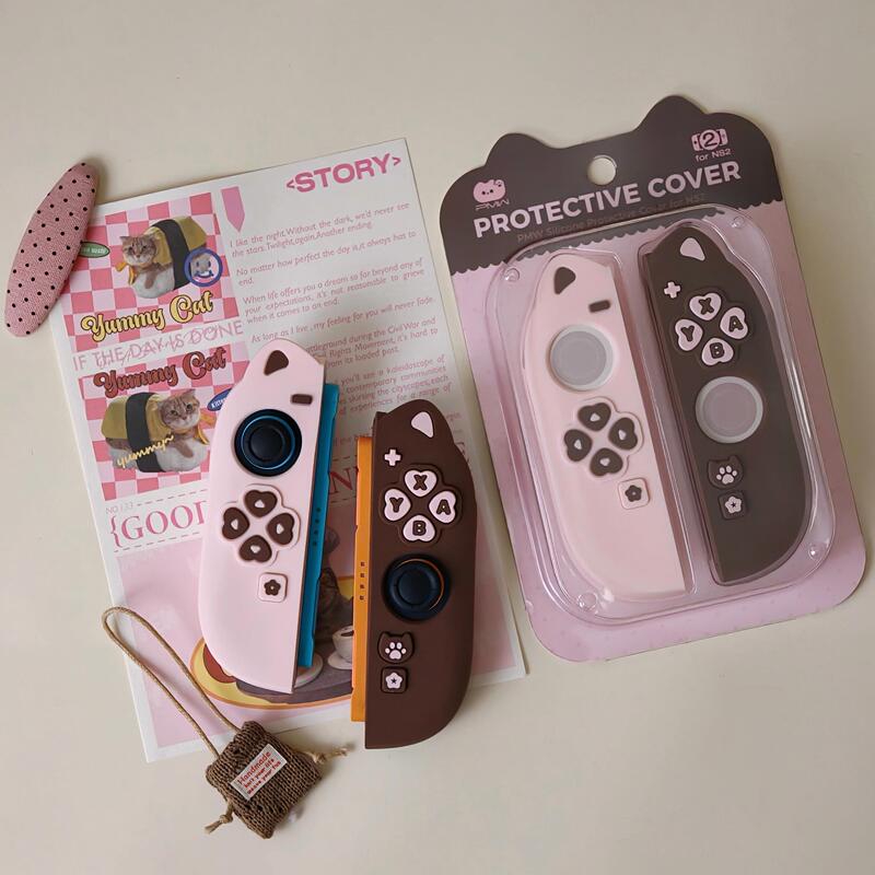 Pmw Switch2 Joycon Cat-Shaped Controller Cover, Full-Cover Silicone Cover for Left and Right Hands, Thin and Compact Joycon Cover