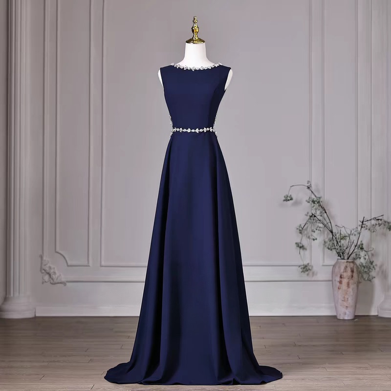 Blue Evening Dress for Women 2026 New Style High-End Elegant Party Dress for Annual Meeting Host Vocal Performance Exam