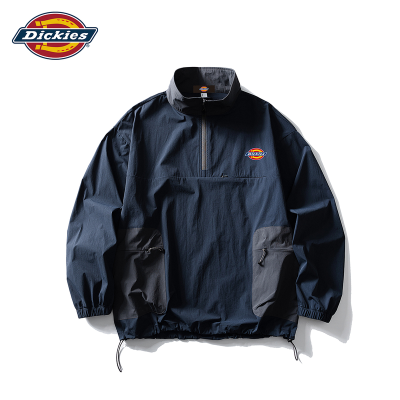 Dickies American-Style Half-Zip Sports Long-Sleeve T-Shirt for Men, New Spring and Autumn Outdoor Trendy Brand Cycling Top
