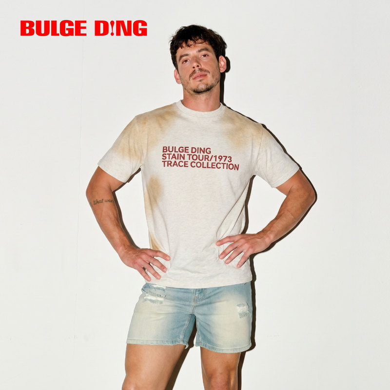 Bulgeding Men's Dirty Print White-Gray Short-Sleeved T-Shirt Retro Distressed Sports Fitness Stretch Top Bulgeding Men's Dirty Print White-Gray Short-Sleeved T-Shirt Retro Distressed Sports Fitness Stretch Top