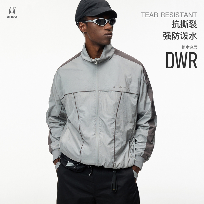 Aura Tear-Resistant Metal Nylon Water-Repellent Thermal Fleece Jacket Aprui Style Sports Outdoor Stand-Up Collar Jacket