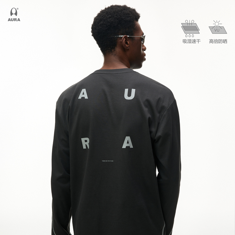 Aura Solona Moisture-Absorbing, Quick-Drying, Sun-Protective Upf50+ T-Shirt with Contrasting Hasselblad Line Print, Sports Long-Sleeve T-Shirt for Men Aura Solona Moisture-Absorbing, Quick-Drying, Sun-Protective Upf50+ T-Shirt with Contrasting Hasselblad Line Print, Sports Long-Sleeve T-Shirt for Men