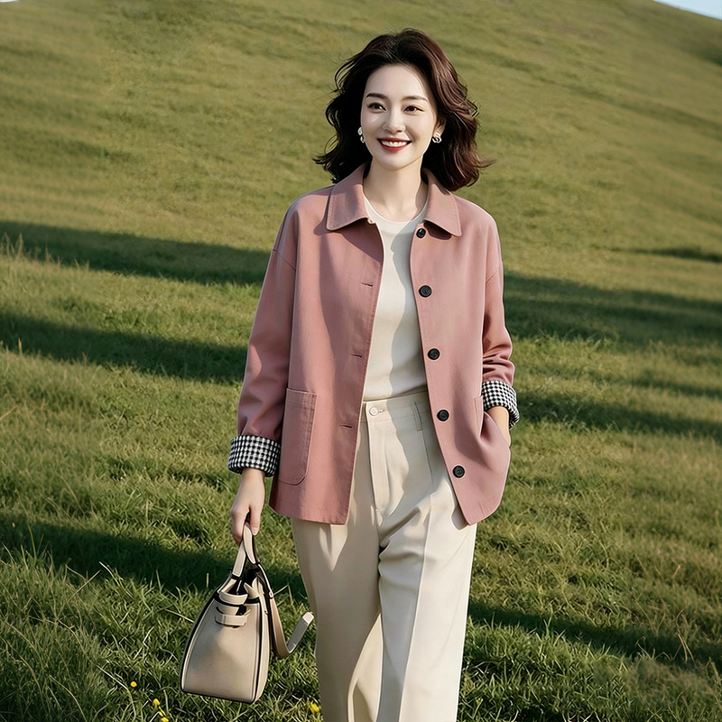 Original Brand Women's Clothing with Artistic Chinese Style, Casual Artistic Patchwork Color-Blocking Lapel Jacket