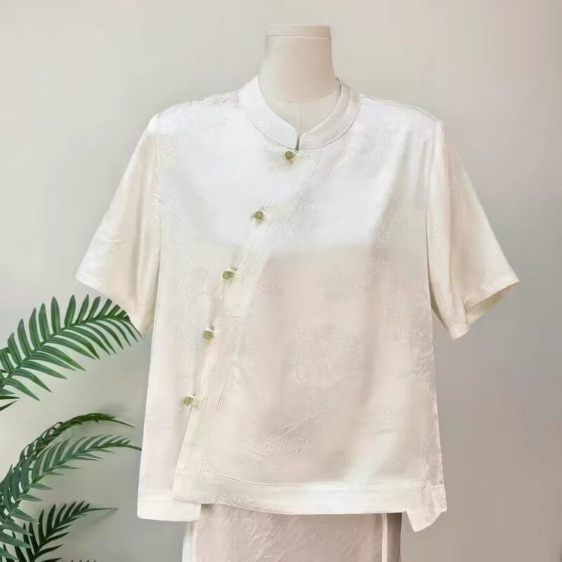 Dark Pattern Jacquard Full-Button Top