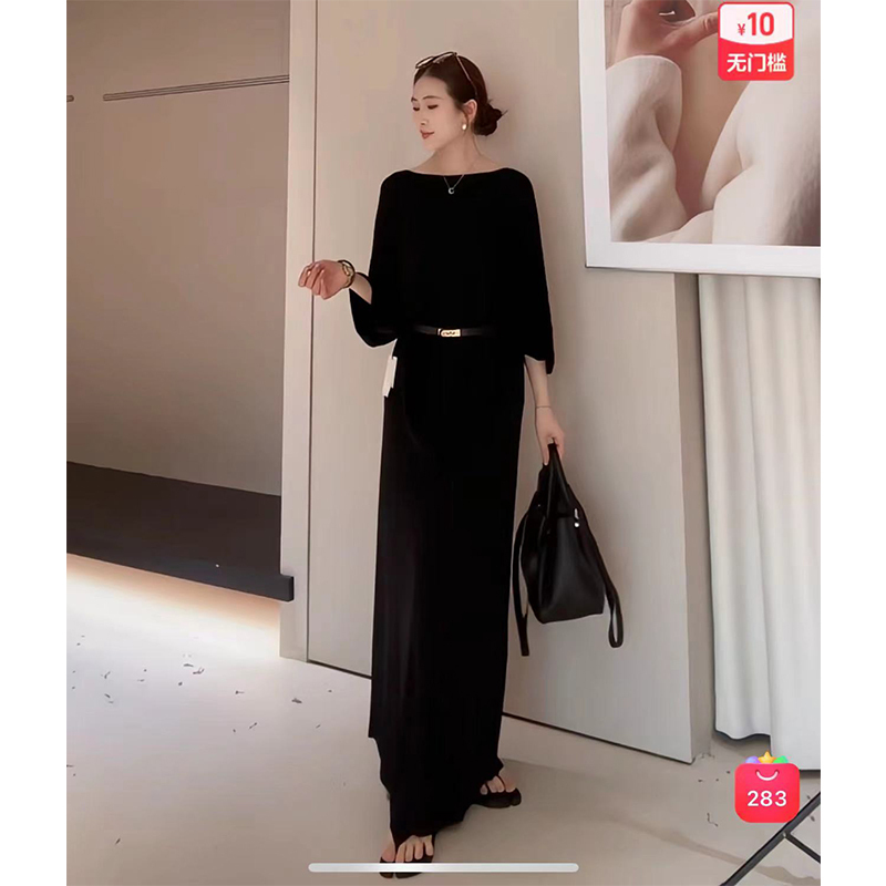 In Stock -【Cc】4.7【Cool Linen】Paper-Thin Cape Top + Straight Skirt + Belt 9202