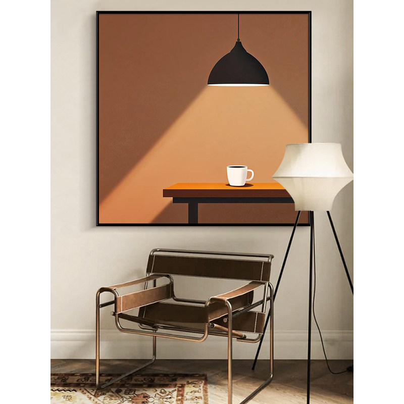 Coffee-Colored Maillard Series Living Room Decorative Painting, Niche Minimalist Art, Pure Hand-Painted Oil Painting, Vintage Style Wall Art