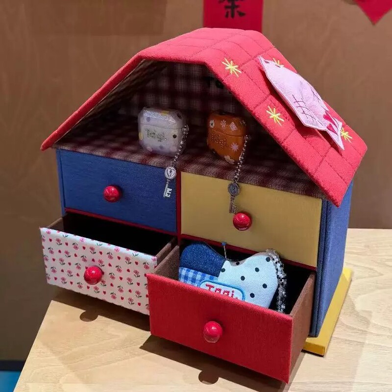 Tagi. Little Bird House-Shaped Multi-Layer Large-Capacity Jewelry Storage Box Desktop Small House Jewelry Box