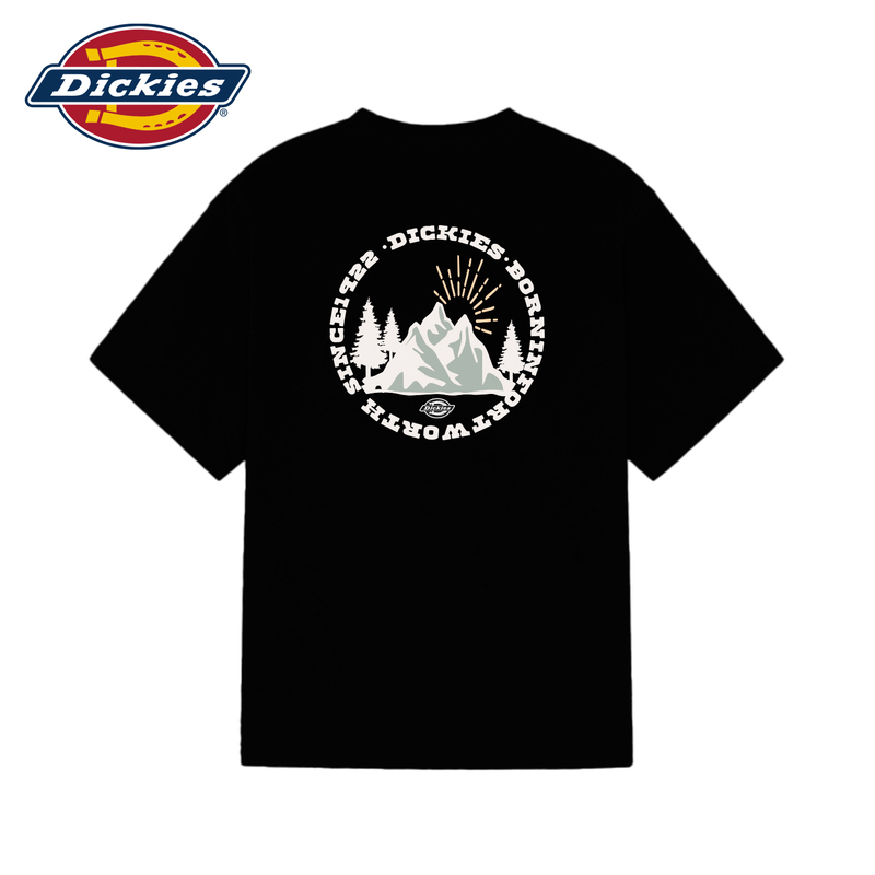 Dickies Mountains Sunrise Print Short Sleeve T-Shirt Fort Worth Vintage Workwear Style Pure Cotton Crew Neck Loose Top Dickies Mountains Sunrise Print Short Sleeve T-Shirt Fort Worth Vintage Workwear Style Pure Cotton Crew Neck Loose Top